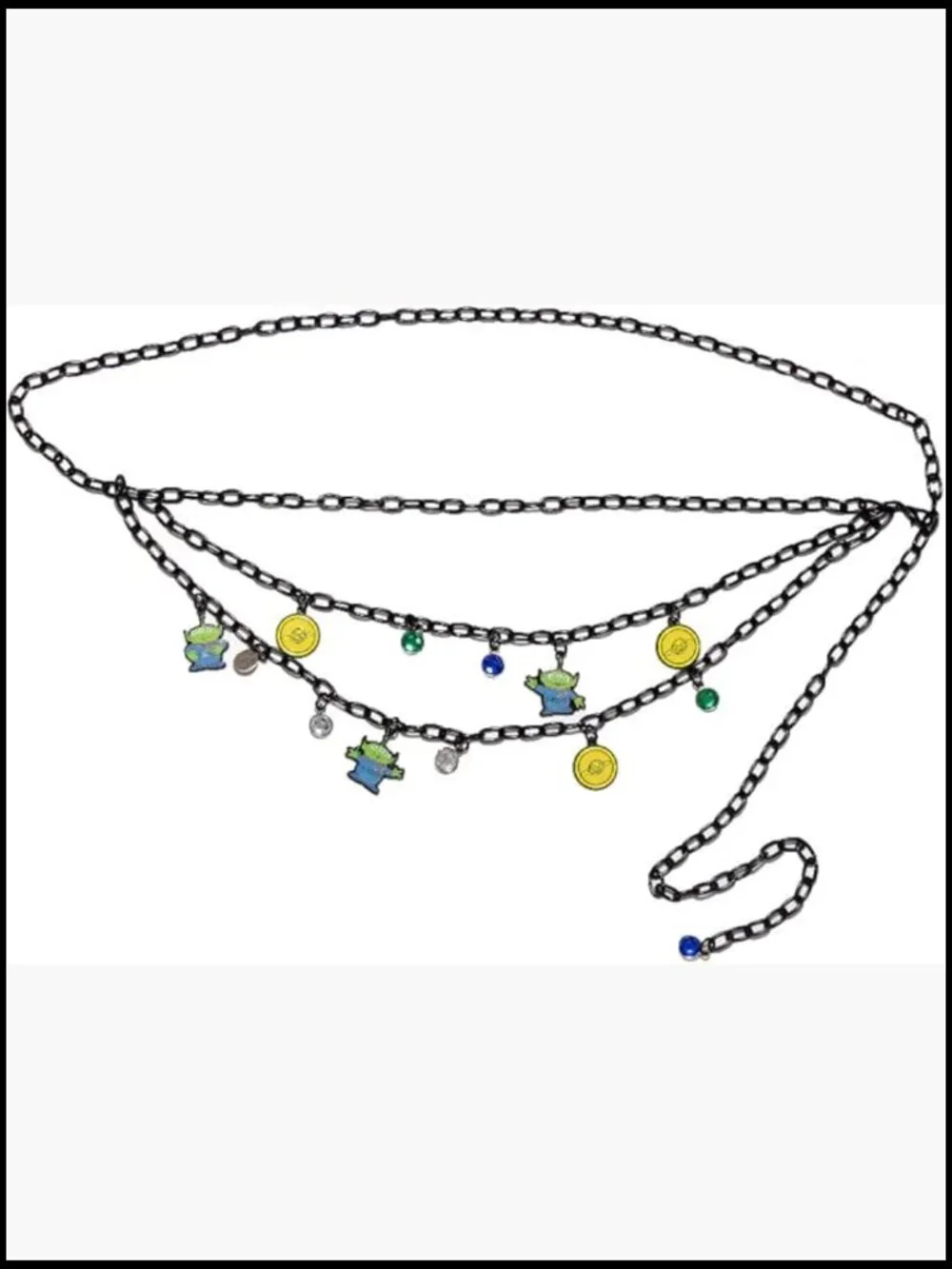 Disney Toy Story Alien Metal Chain Belt with Enamel Charms and Rhinestones -